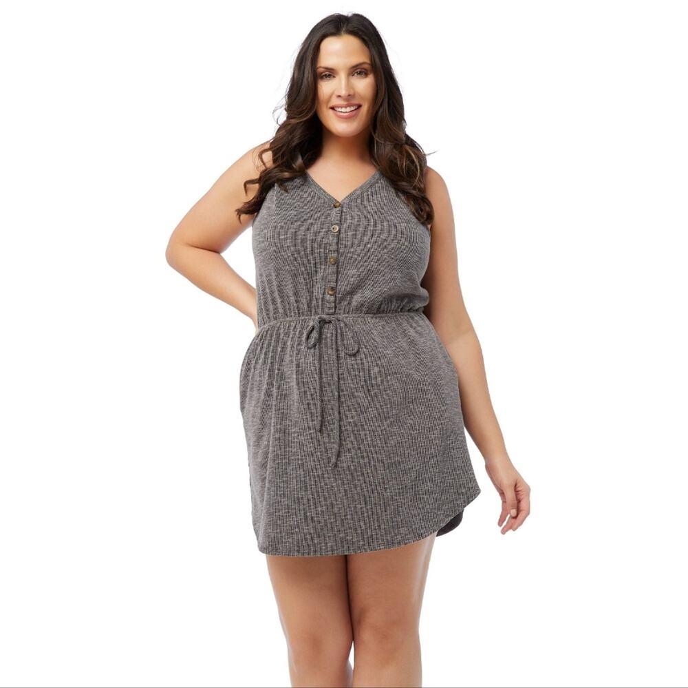 NWT Gilli Plus Size Sleeveless Button Down Mini Dress Size 2X Green-Blue